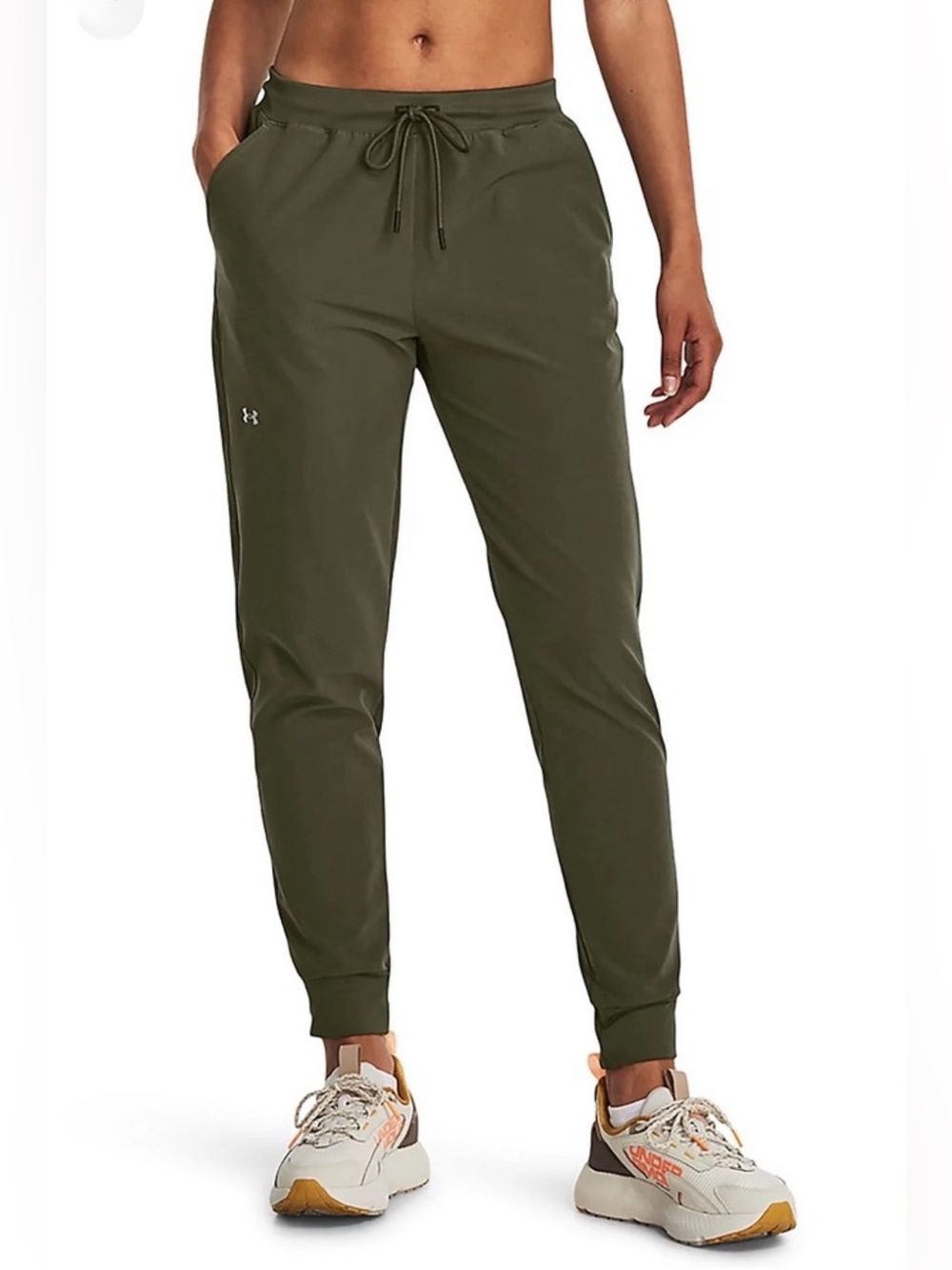 UNDER ARMOUR Women’s Armour Sport Woven Jogger Pants Olive Green - Size Medium